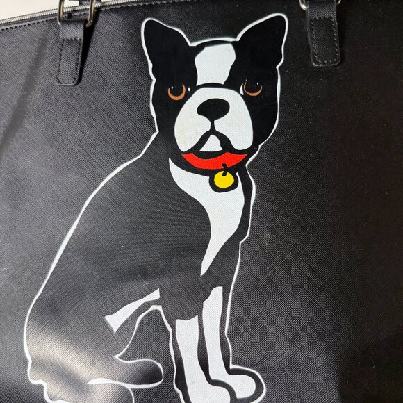 Marc Tetro Black Large Tote with Boston Terrier Dog Featured - Picture 5 of 12